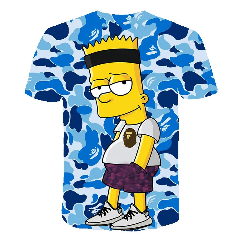 

2020 New Casual Cute All-match Children's T-shirt 3D Cartoon Anime Simpson Boy Girl t shirt O-Neck Interesting and Handsome Tops