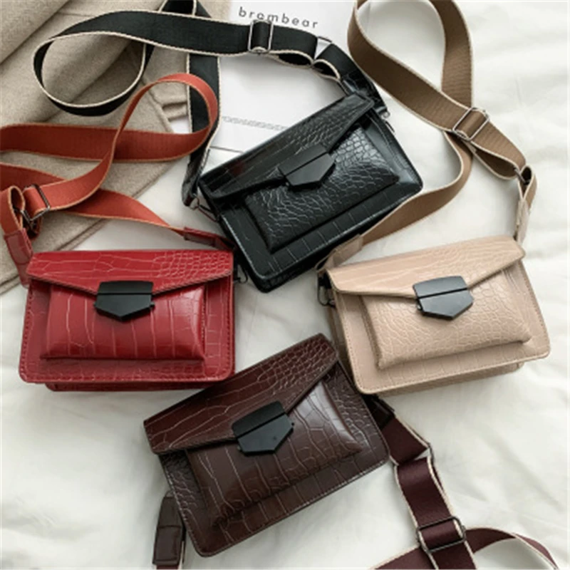 

2020 New Mini Handbags Women Fashion Ins Ultra Fire Retro Wide Shoulder Strap Messenger Bag Purse Simple Style Crossbody Bags