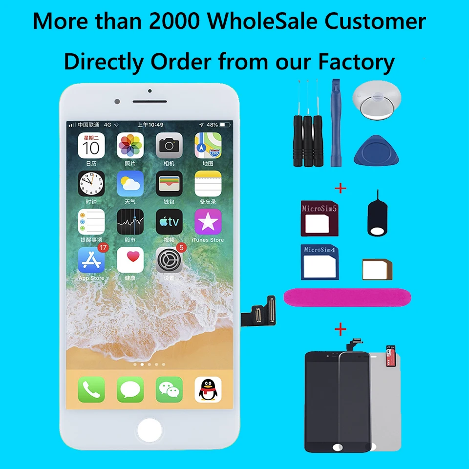 ЖК дисплей для iPhone 6 6S 7 8 Plus сенсорный экран сменный дигитайзер X XS MAX OLED без битых