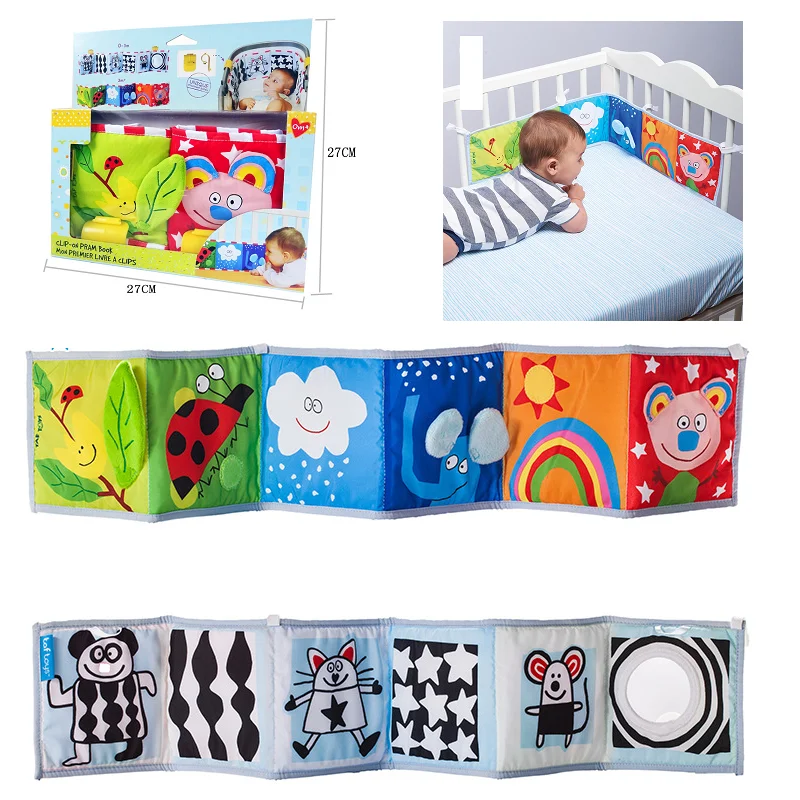 

Baby Toys Crib Bumper Newbron Cloth Book Infant Rattles Knowledge Around Multi-Touch Bed Bumper kids 0-12 Months Cot & Pram use