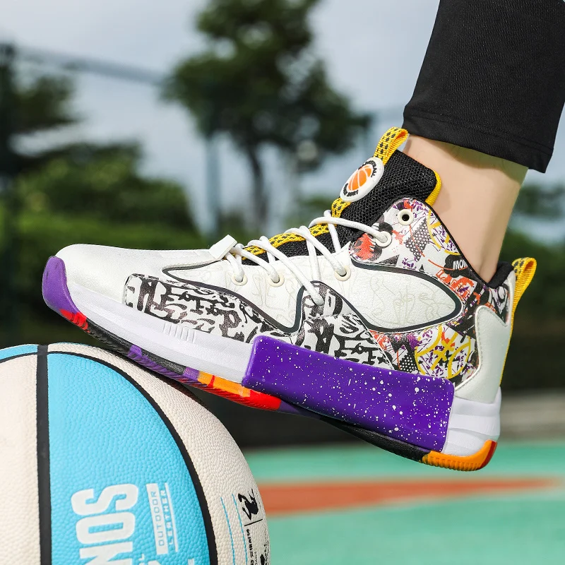 Design Fashion Colorful Basketball Shoes for Men Outdoor Breathable High Sneakers Men Designer Shoes Sports Tenis Basketball