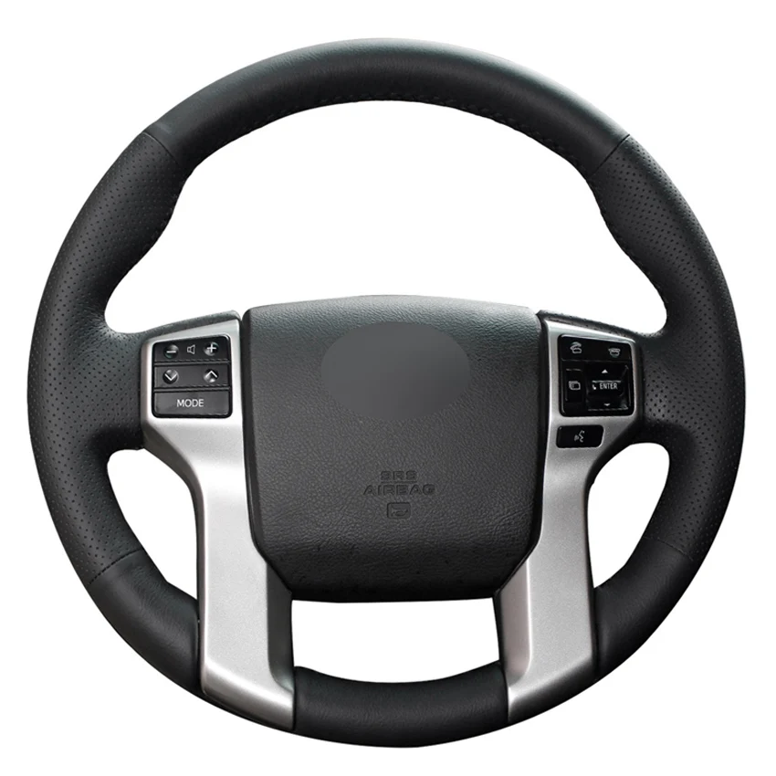 Black PU Faux Leather DIY Car Steering Wheel Cover for Toyota Land Cruiser Prado 2010-2017 Tundra Tacoma 4Runner 2014-2019