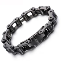 men jewelry pure black stainless steel bracelets bangles fashion thick bicycle chain bracelet mens gift