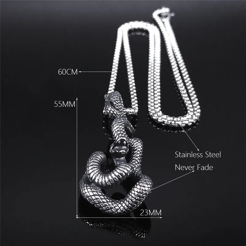 

2021 Wicca Cobra Stainless Steel Chain Necklaces Women/Men Silver Color Pendant Necklace Jewelry acero inoxidable joyeria NXS02