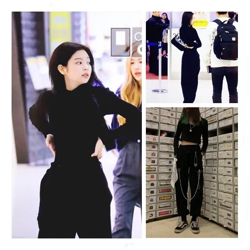 Kpop корейский стиль знаменитостей Харадзюку Стиль Женский Готический комплект