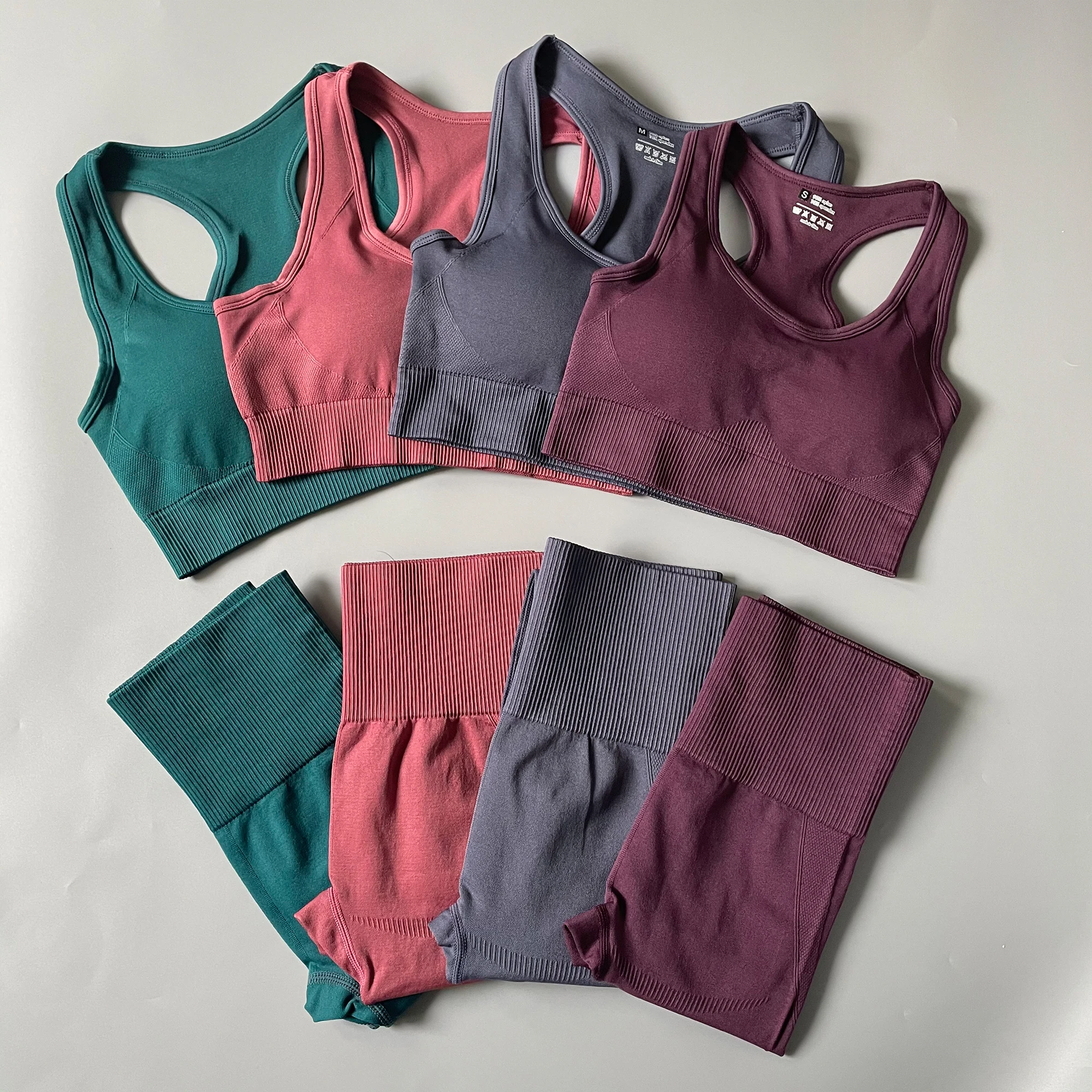 

Women Fitness Yoga Set Seamless Gym Set Bras + Leggings + Shirts Fitness Sports Clothes Workout Running Yoga Suit Sportswear