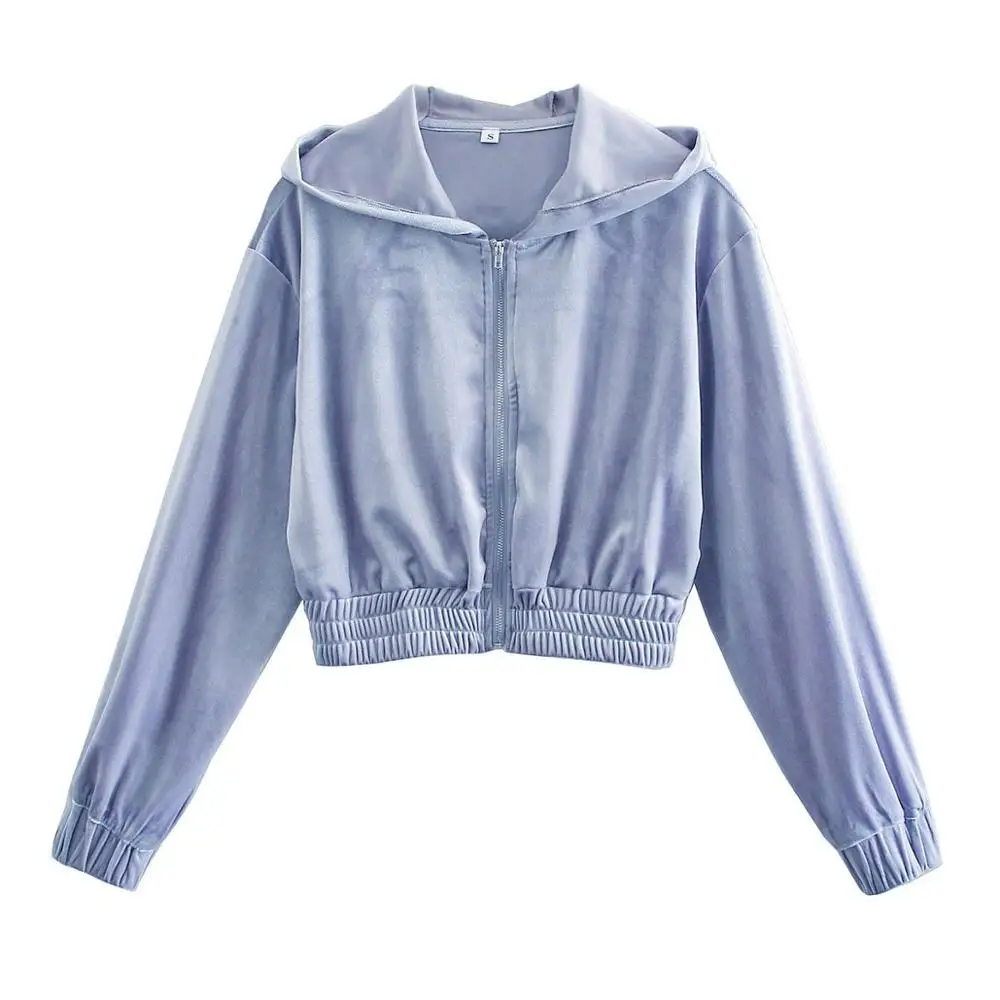 

2020 New Women Jacket Velvet Elastic High-Waist Short Crop Hoodie Coat Fashion INS High Street Casual Woman Outfits Tops