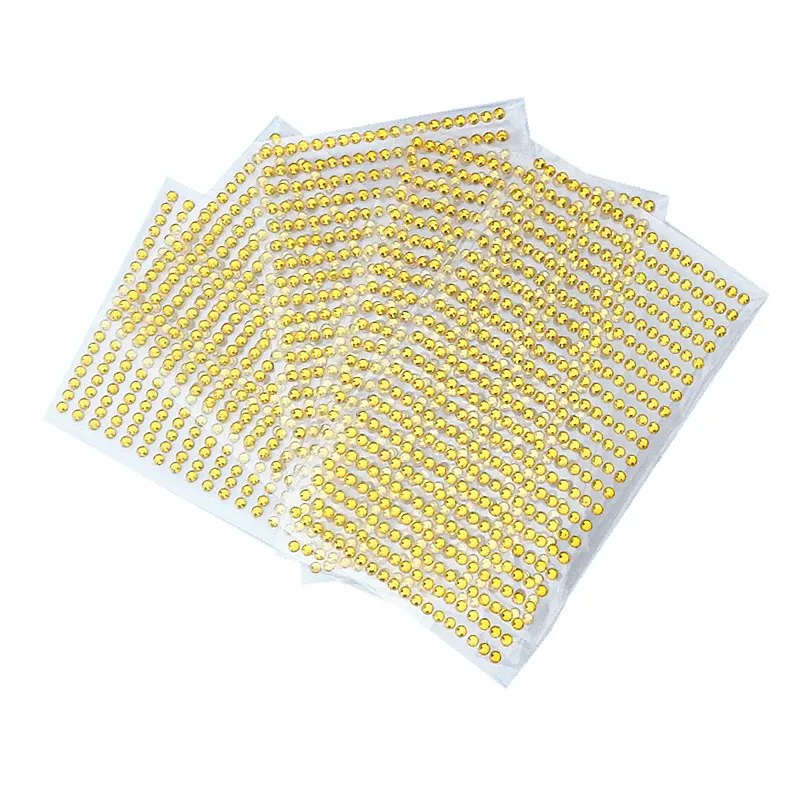 

5sheets/bag 4mm Children Toys Self-adhesive yellow Rhinestones car Sticker Mobile Diy crystal Diamond Scrapbooking Stickers