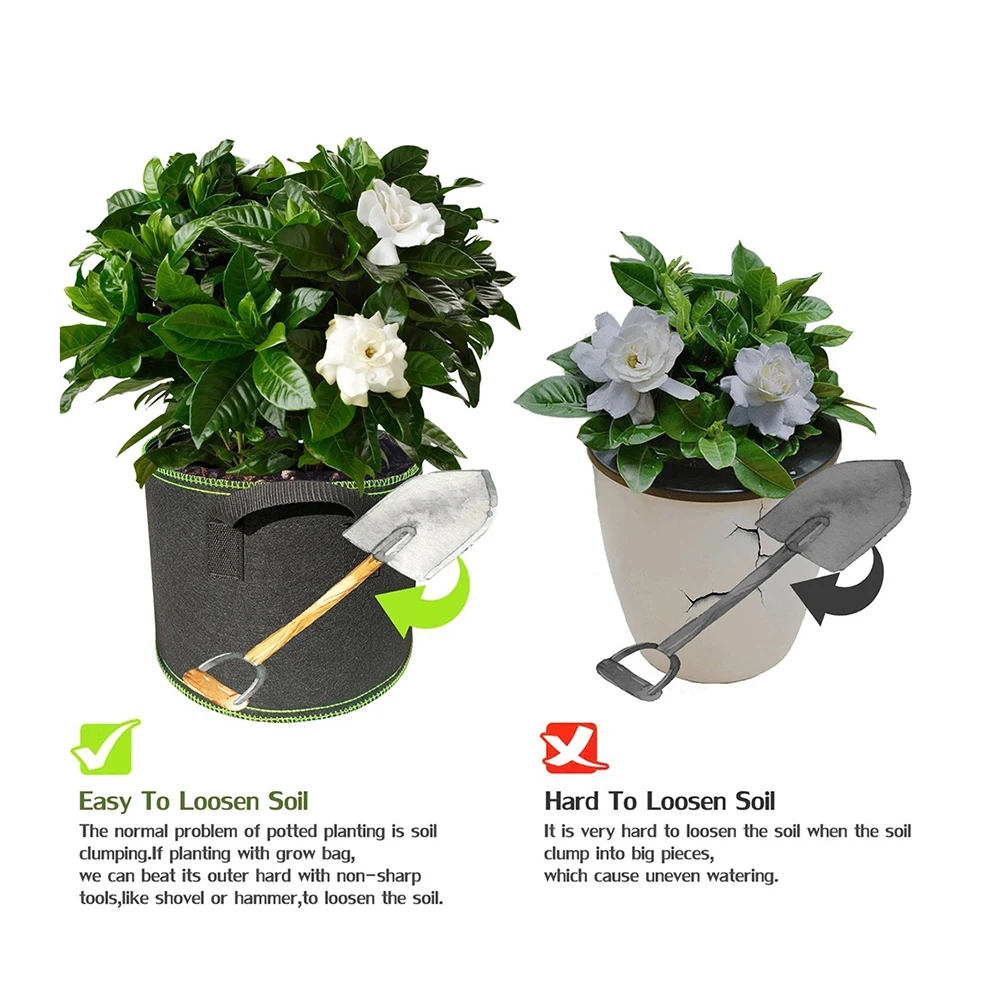 

Potato Plant Grow Bags Growing Bags Non-Woven Fabric Aeration Pots With Handle Root Container 10/15 Gallon