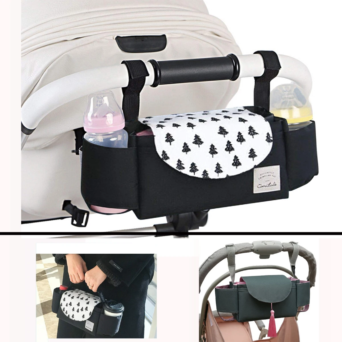 

Baby cart Stroller maternity Bag Pushchair Pram Buggy Storage Bottle Cup Mummy Drink Coffee Water Diaper Basket Travel nappy bag