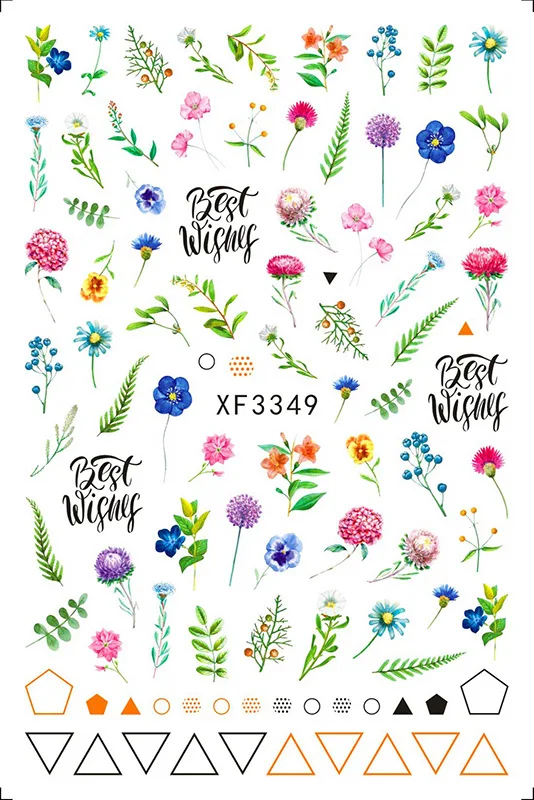 Элегантный Дейзи цветок осенними листьями лак для ногтей на спине клей деколь