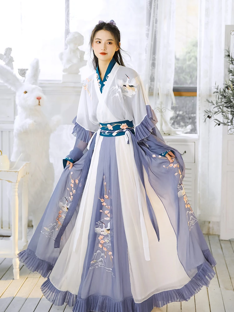 

Оригинальная Женская юбка Hanfu в оригинальном китайском стиле с воротником на талии для студентов на осень и зиму