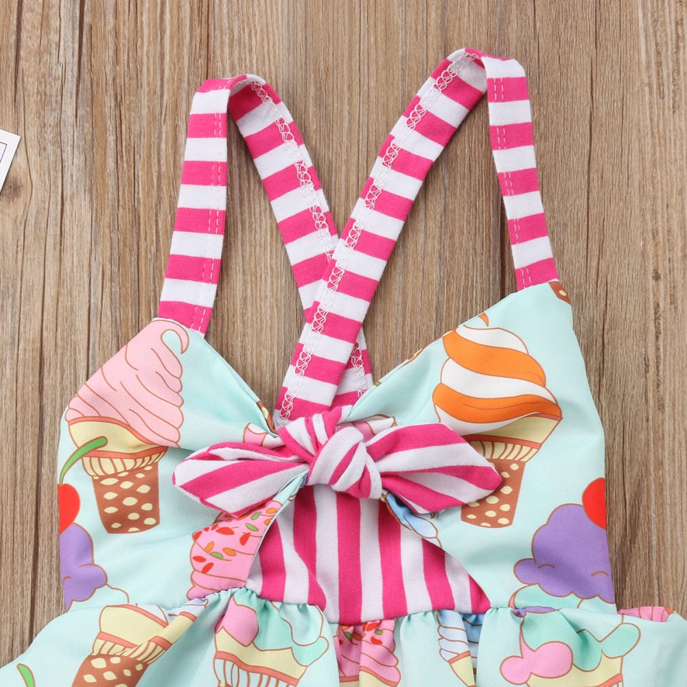 6M-5Years Ice cream printed dress for Toddler Baby Girls Party Halter Backless Tutu Dresses Sundress | Детская одежда и обувь