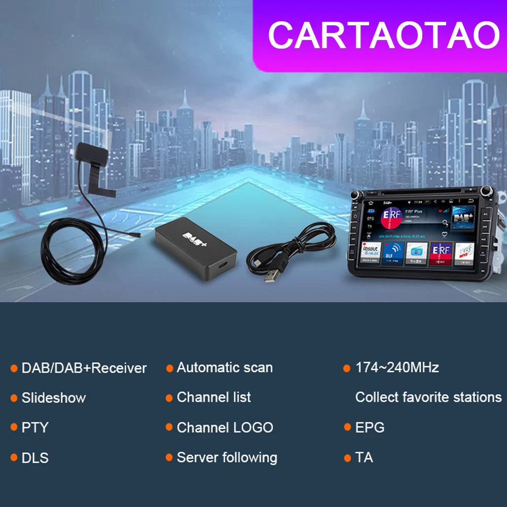 DAB + удлиненная антенна USB портативный адаптер приемник для автомобиля Android