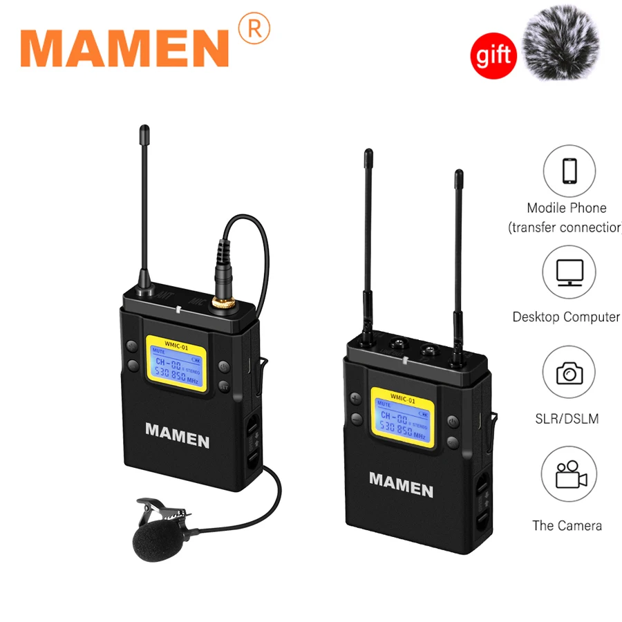 MAMEN UHF двухканальная Цифровая беспроводная профессиональная микрофонная система
