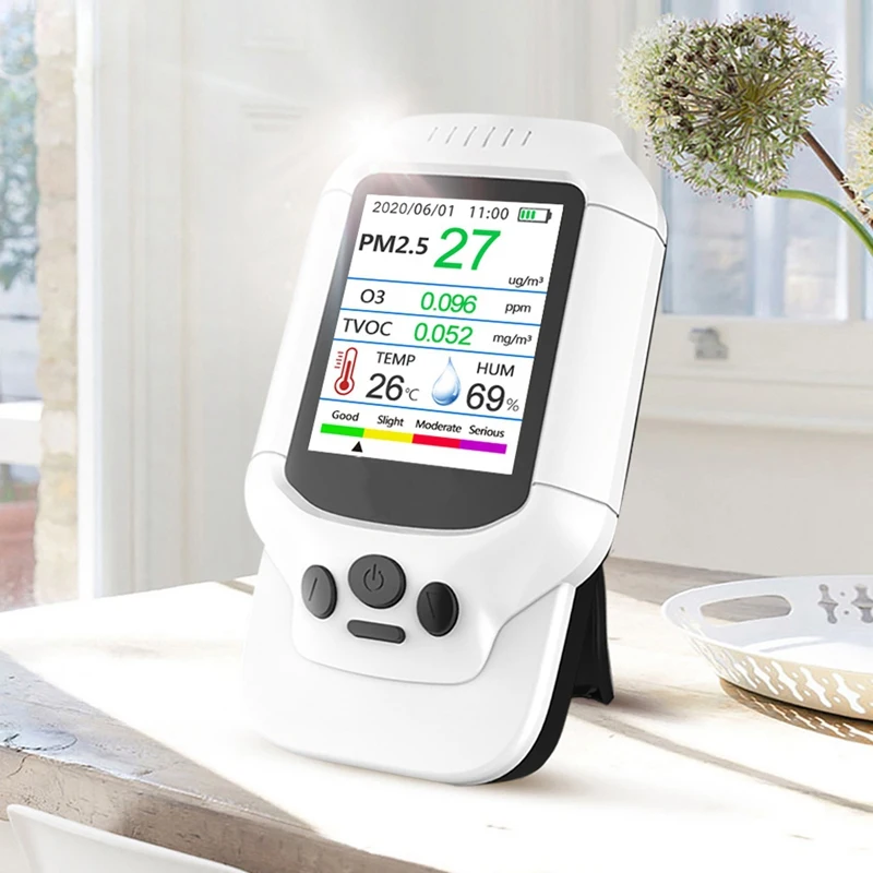 

Air Quality Detector 7 in 1 Multifunctional Portable Air Detection O3 PM2.5 PM1.0 PM10 TVOC for Home Outdoor