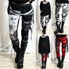 Женские Комбинированные брюки в готическом стиле, леггинсы в стиле панк с эластичным поясом, повседневные облегающие брюки до щиколотки