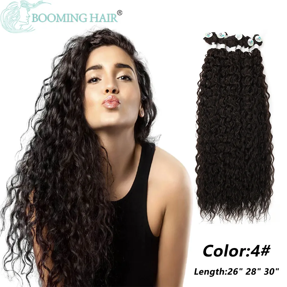 

Afro Kinky Curly Hair Wave Synthetic Hair Heat Resistant Curly Wave Hair Bundles Extensions Brown 3bundle/100g 26-28Inches Curly