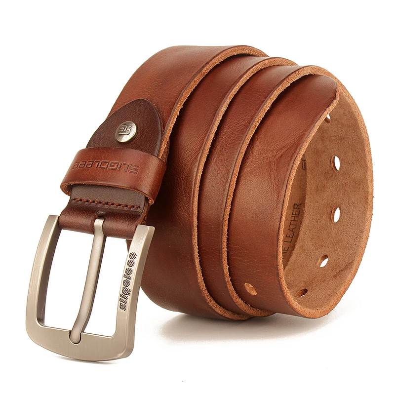 SLIGOLEEE классический дизайн пряжка мужской ремень 100% натуральная верх кожаный для