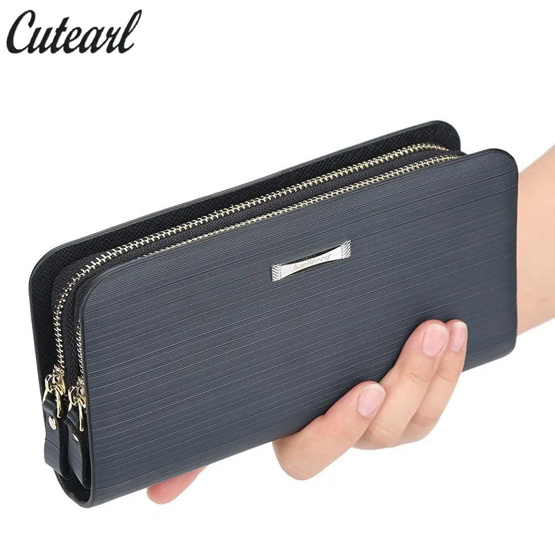 

Мужской клатч большой вместимости, мужские кошельки на двойной молнии, Карманный Кошелек для сотового телефона из искусственной кожи с про...