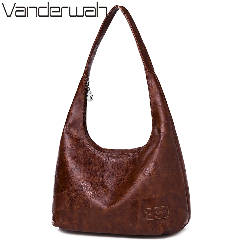 Зимняя сумка хобо Женская Роскошная из искусственной кожи большая женская через