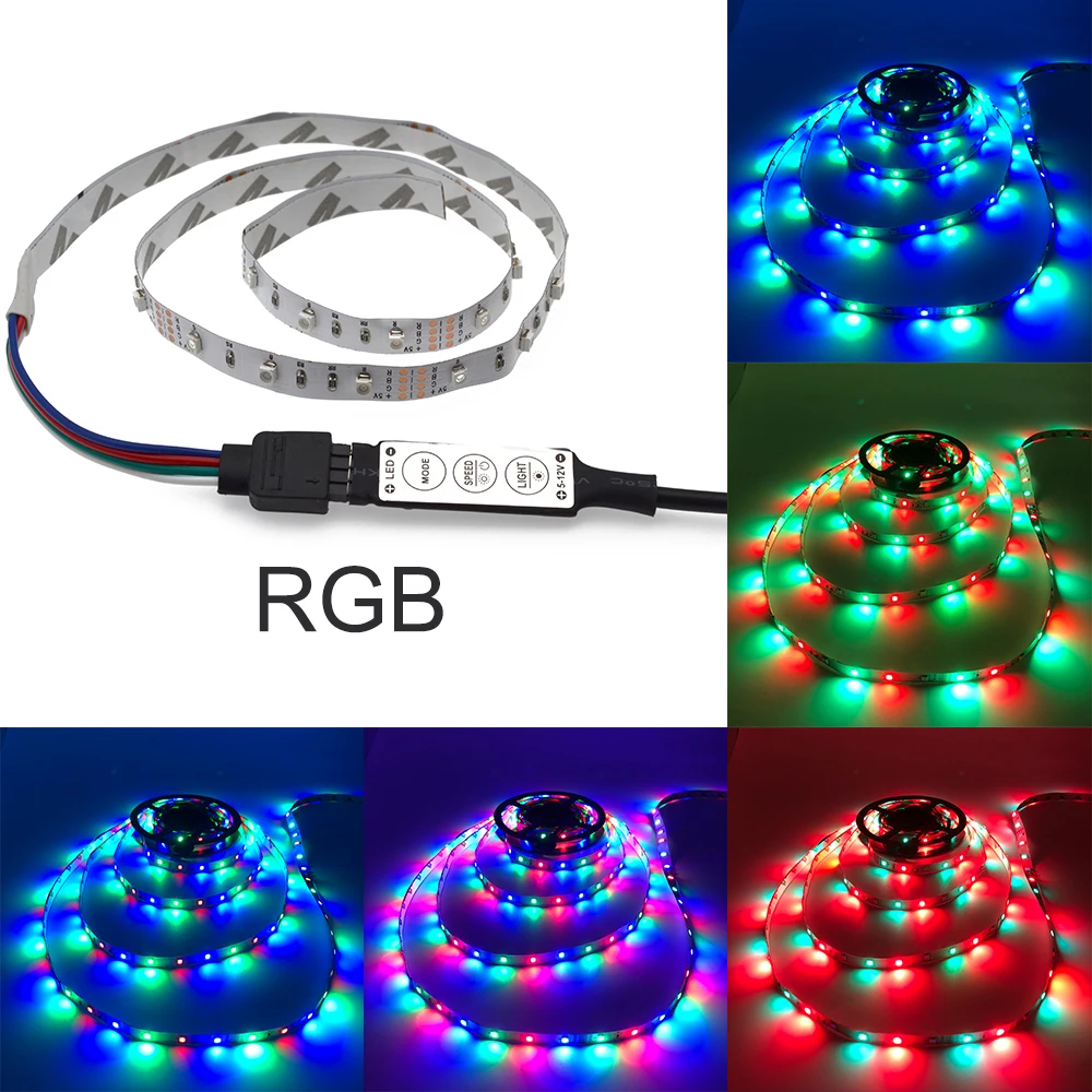 

5V 2835 LED Light Strips Decoration Lighting USB 3Keys Controller Ribbon Lamp Wall Lamp for Festival Party Bedroom RGB BackLight