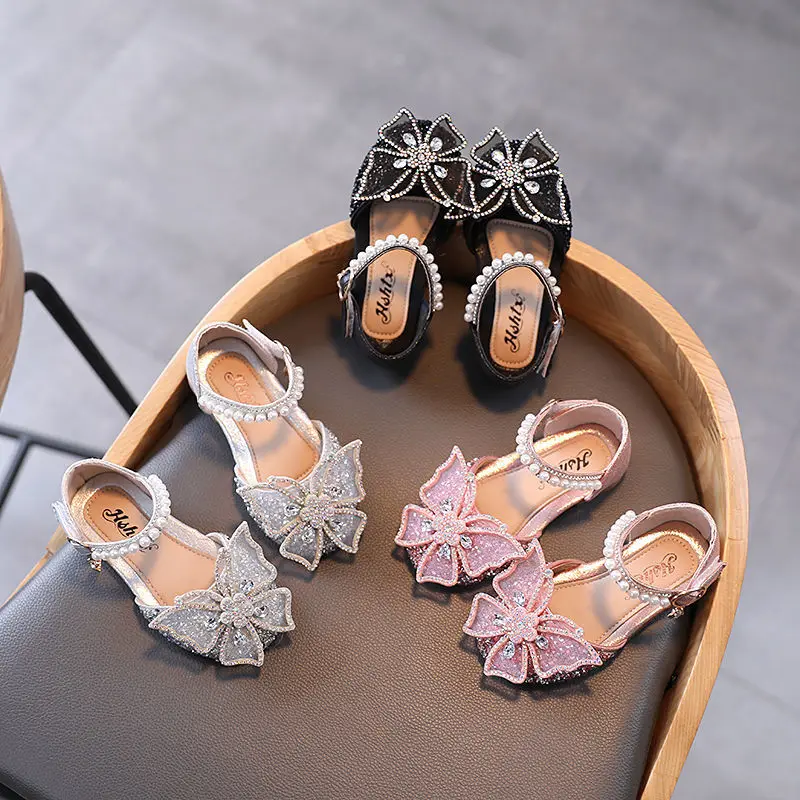 

Princess Shoes Sandals 2021 Spring and Summer New Butterfly Dance Shoes Girls Rhinestone Leather Shoes Beach Shoes Girls Shoes