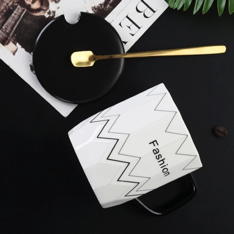 400 мл Геометрическая чашка Скандинавская керамическая кофейная кружка для чая