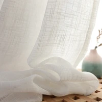 bileehom japan style solid tulle sheer curtains for living room curtain white yarn thicken cotton and linen simple tulle curtain