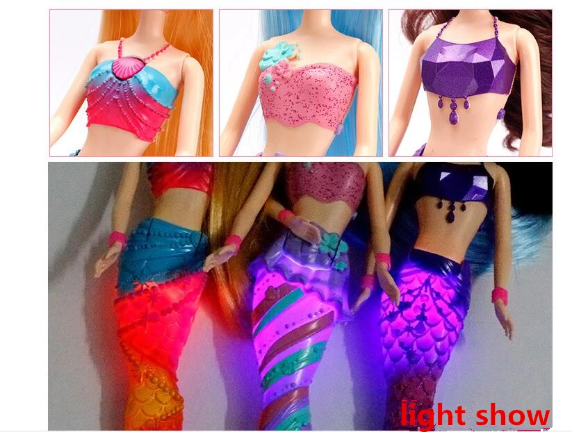 Кукла русалка с радужными огнями игрушка для девочек подарок на день рождения