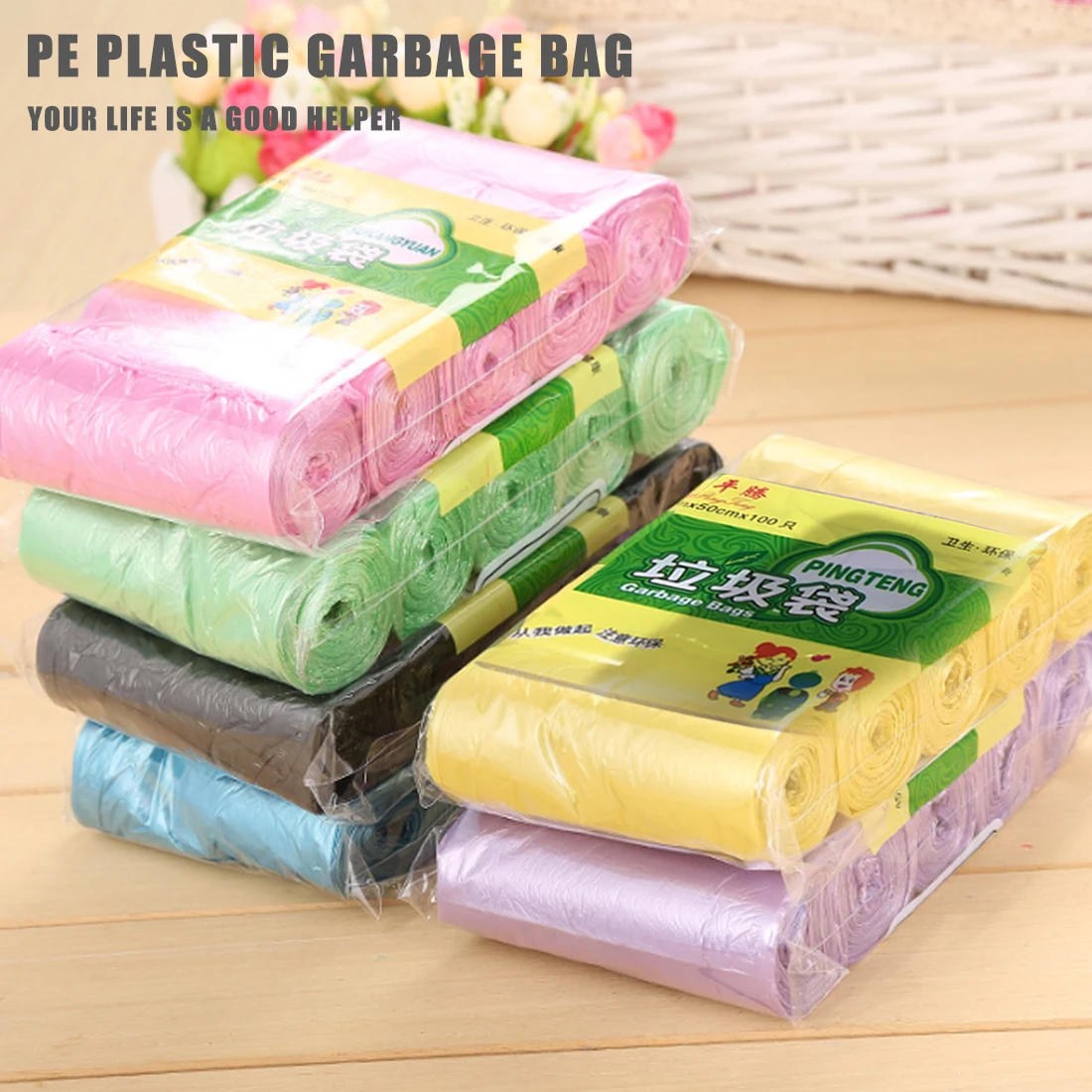 

Disposable Garbage Bag Kitchen Rubbish Bags Plastic Garbage Bag Waste Bag Plastic Trash Bag Kitchen Tools 5 Rolls Max Load 5kg
