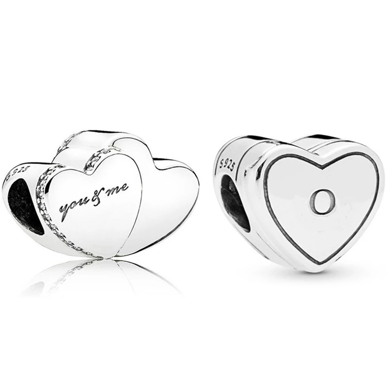 

Baofu 925 Sterling Silver Beads You And Me Double Heart And Classic Logo Beaded Suitable For Ladies Original Bracelet Jewelry