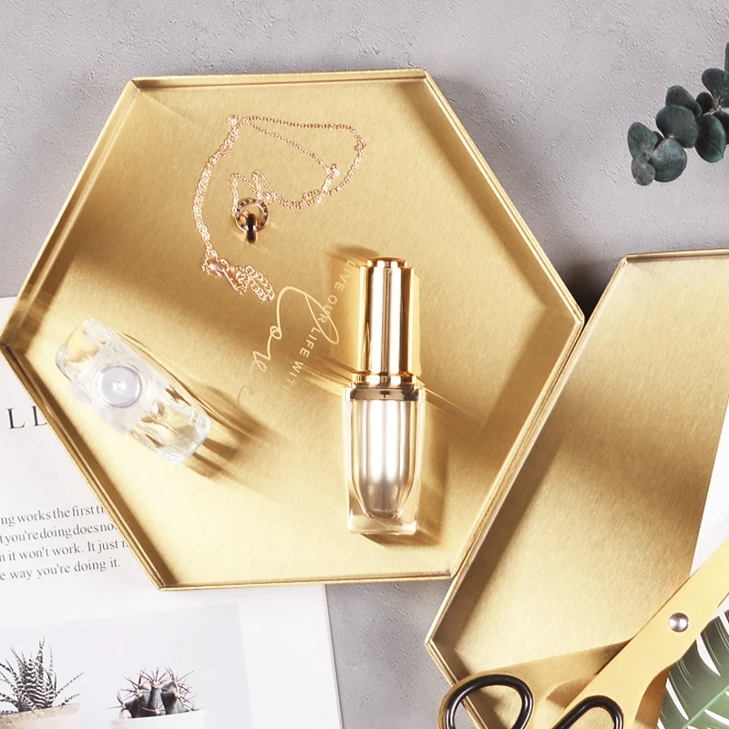 Металлический лоток для хранения в скандинавском стиле с геометрическим