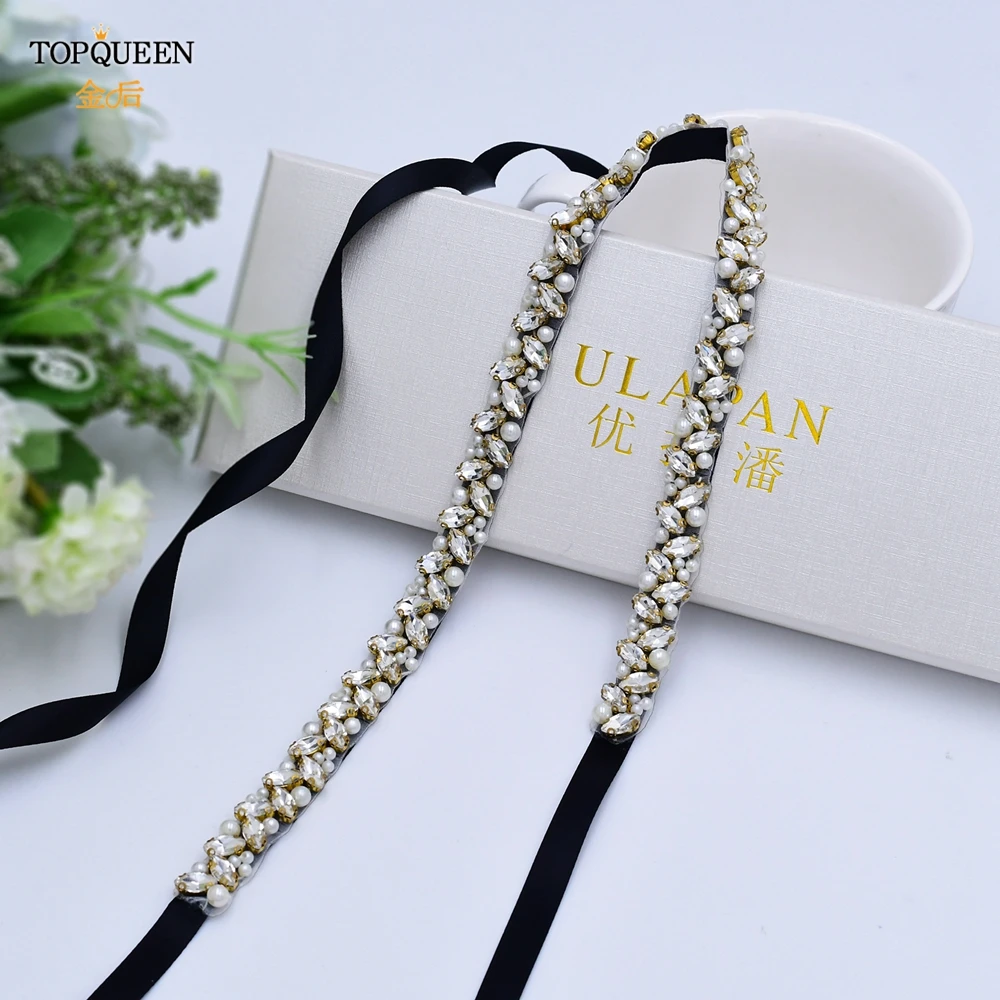 TOPQUEEN S383-G золотые стразы бусины свадебный пояс жемчужное свадебное платье ремень