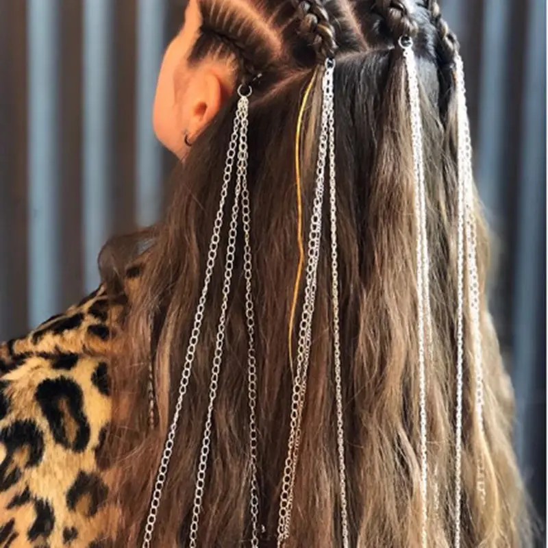 Плетеная металлическая золотая цепочка для волос в стиле хип хоп аксессуары