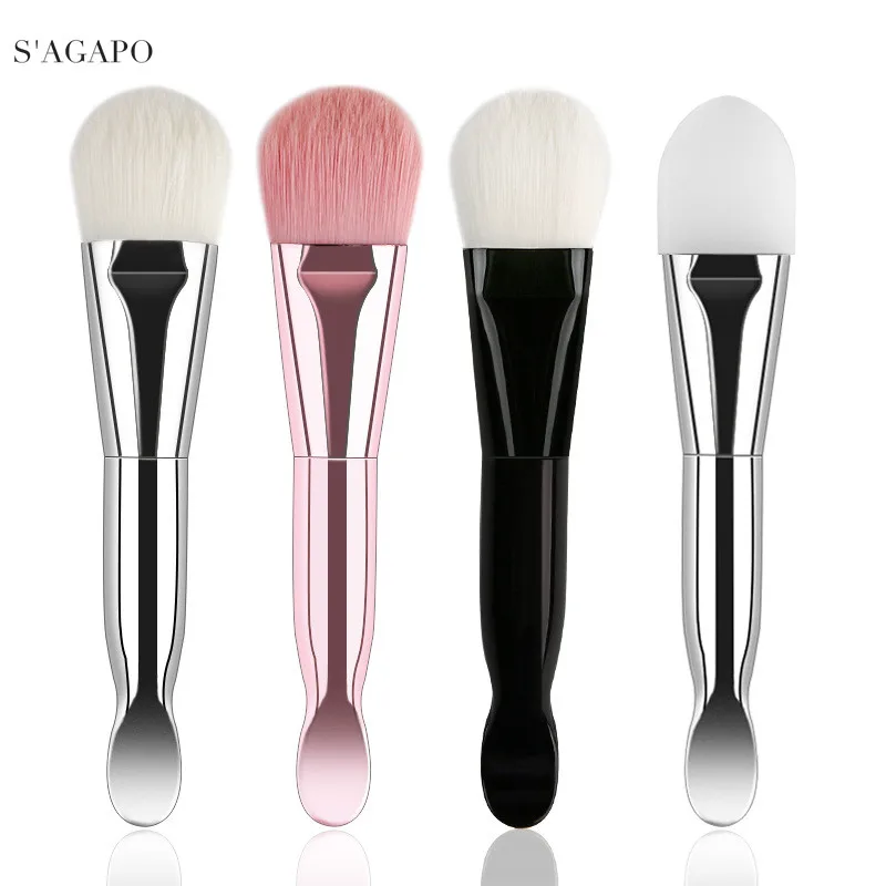 

S'AGAPO 1pcs Double-headed Foundation Makeup Brush Mask brush With digging spoon so Soft facial mask brush beauty makeup tools