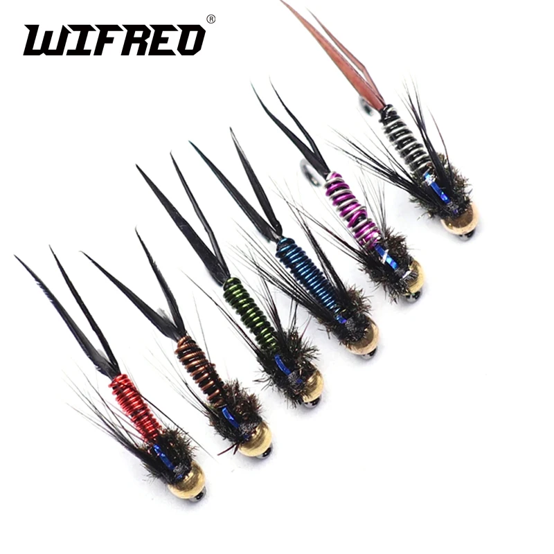 

WIFREO, 6 шт., головка шариков, медные мухи, медные мухи, сухая форель, Нимфа, мухи для ловли нахлыстом, форель, рыболовные приманки