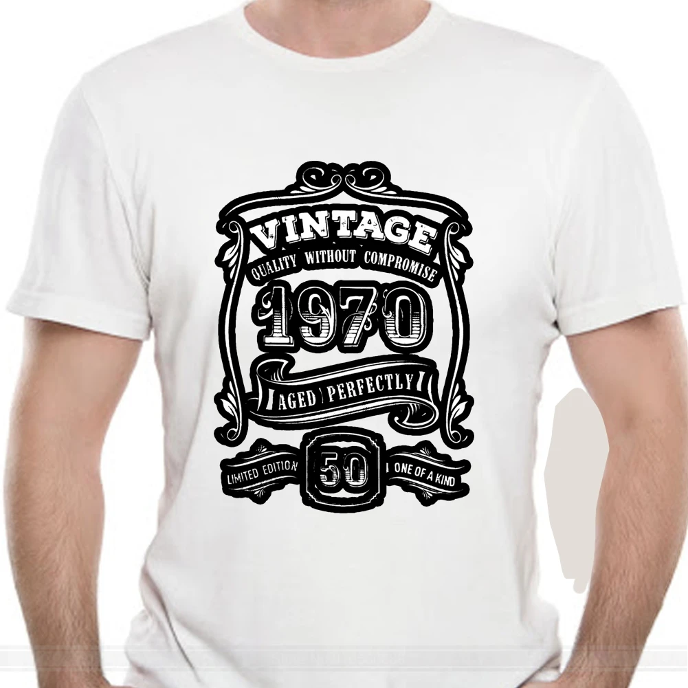 Золотая винтажная Мужская футболка идеально для пожилых с круглым воротником