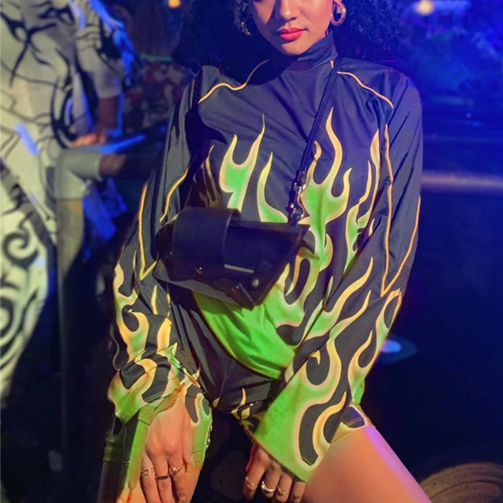 Осень 2019 свитшот с рисунком огня уличная мода повседневные женские пуловеры