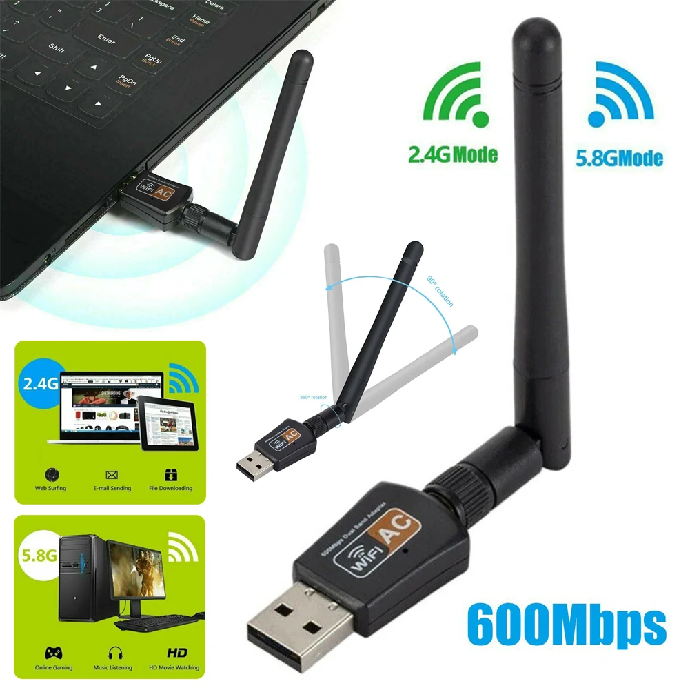 

2.4/5.8G Dual-band Wireless Network Card in Black