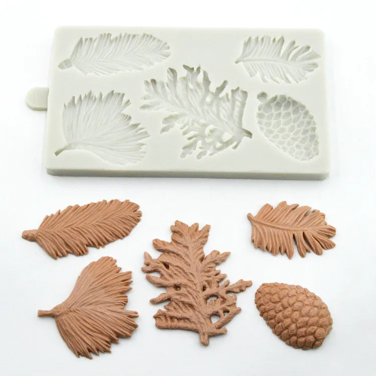 Новая Рождественская елка лист кедра конус сосны помадка торт силиконовая форма