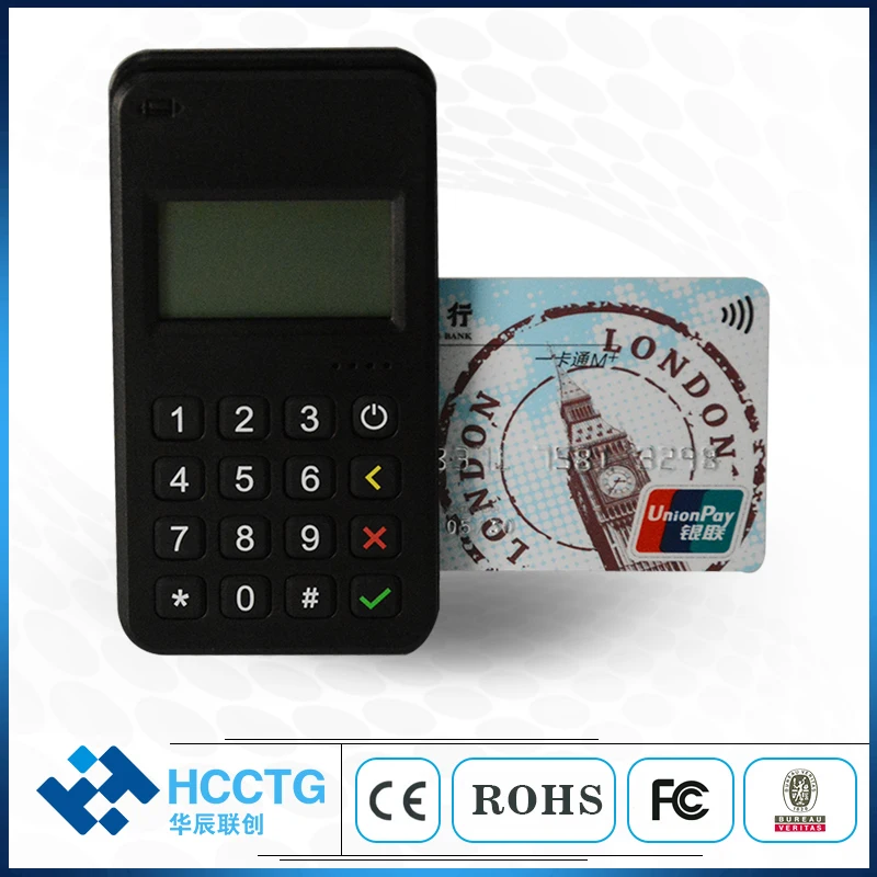 

Bluetooth 4.2 EMV Small Contactless NFC Android Mpos card reader with Pinpad for Bank (M6 Plus)