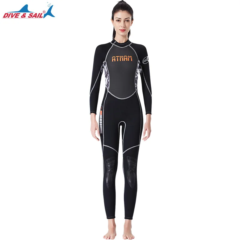 Женский цельный неопреновый гидрокостюм 3 мм с длинным рукавом Полный купальник
