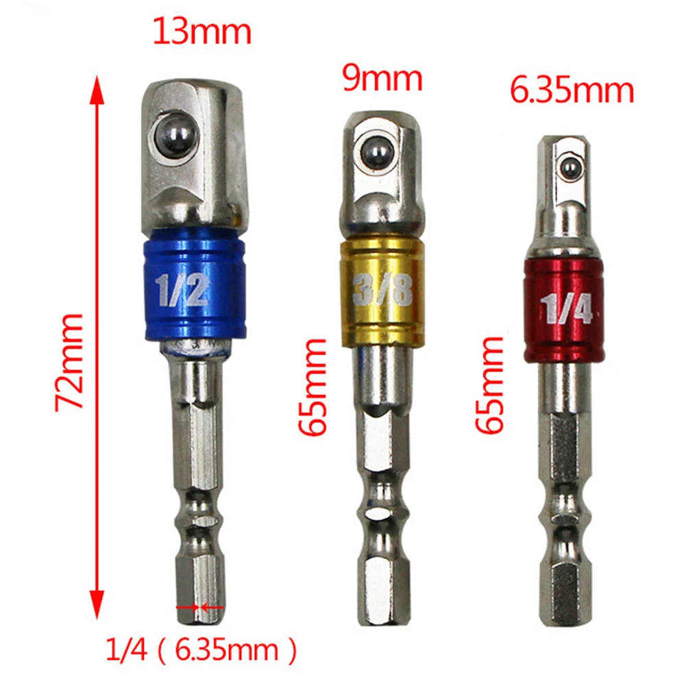 

3pcs/set Chrome Vanadium Steel Lengthened Pole Socket Conversion Post Adapter Extension Connector Impact Driver Ratchet