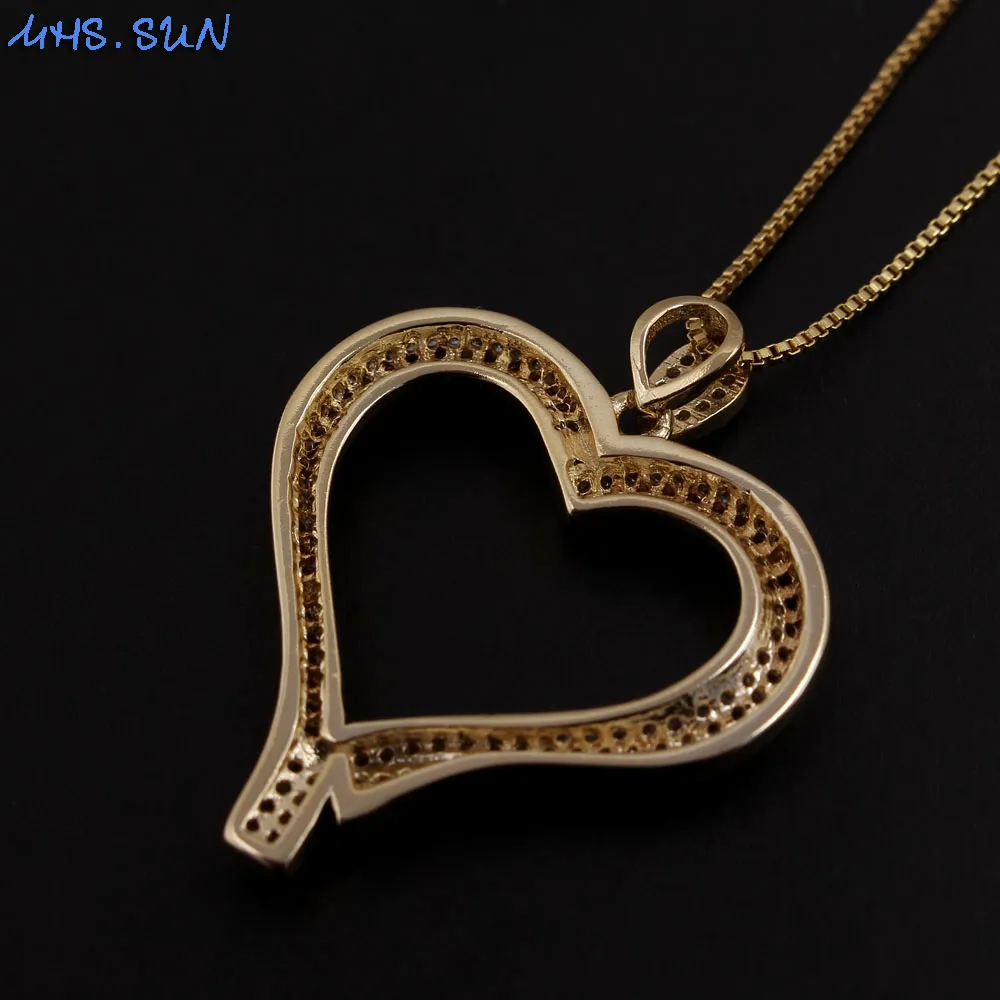 Винтажное женское ожерелье MHS.SUN с кулоном в виде сердца из циркония класса ААА