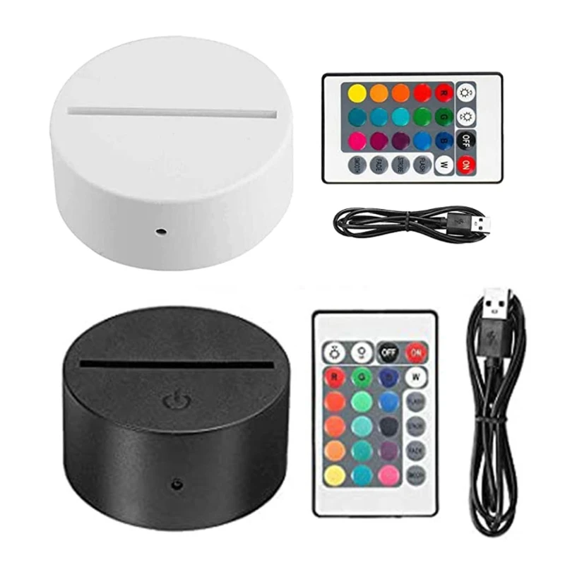 

4Pc Night LED Light Lamp Base Remote Control USB Cable Adjustable 7 Colors Decorative Lights for Room Restaurant Officce
