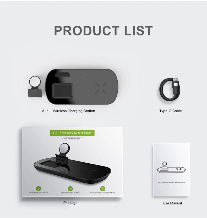 

For iPhone 11 11 Pro XR XS Max 8 Plus Fast 3 in 1 Qi Wireless charger station Dock for Apple Watch Series 2 3 4 5 AirPods Pro