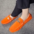 Big size Penny mokasyny męskie dorywczo mody zamszowe męskie mokasyny męskie mokasyny Slip On męskie mieszkania męskie buty do jazdy samochodem pomarańczowy