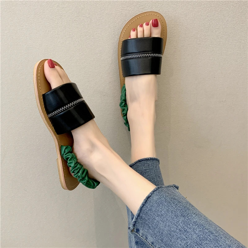 

2021 Summer New Women's Sandals Fashion Joker Retro Flat Slippers Women Shoes Slippers Women