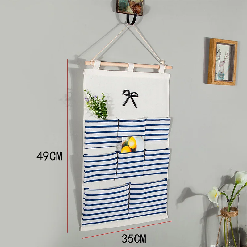 

6/8 Storage Pockets Wall Door Hanging Organizer Bathroom Cotton Linen Sundries Folding Underwear Socks Toys Key Sorting Bags